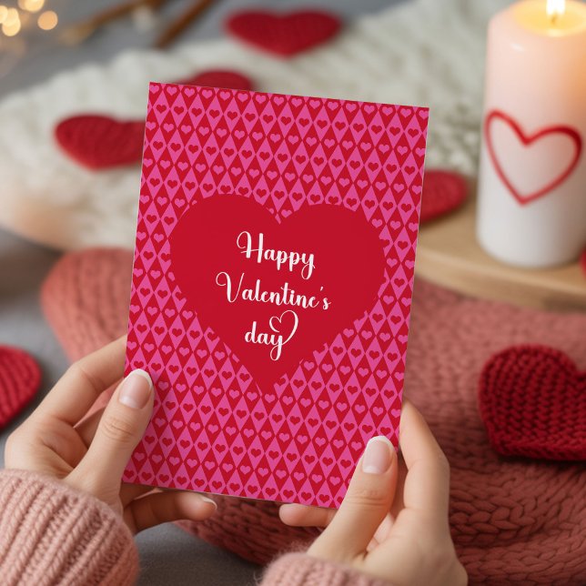 Romantiskt valentinakort med röda hjärtan till mak julkort (Romantic Red Hearts Valentine Card for Husband)