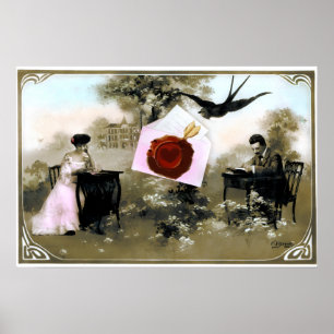 ROMANTISKT VALENTINBrev ,RÖD VAXSIGILL Poster