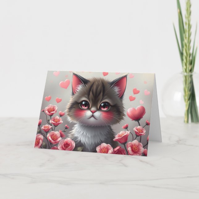 Romantiskt Valentines-kort Tack Kort (Framsida)