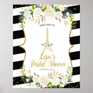 Romantiskt välkomsttecken för Paris vit blommigt Poster