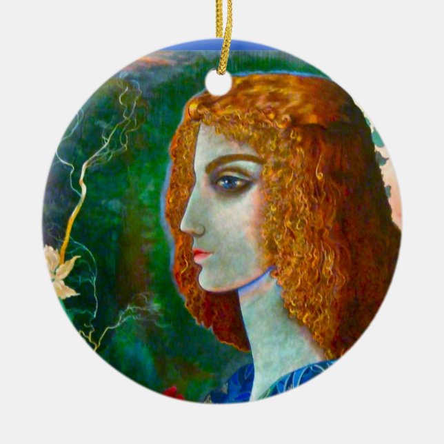 Romantiskt vårhänge julgransprydnad keramik (Framsidan)