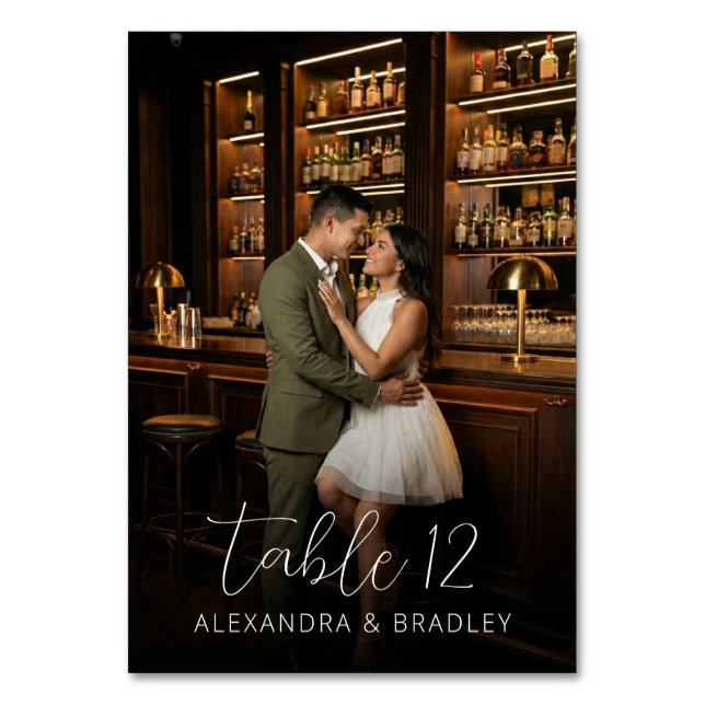 Romantiskt varmt brunt foto bordsnummer (Baksidan)