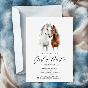 Romantiskt vattenfärg hästpar Kentucky Derby Pa Inbjudningar