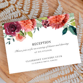 Romantiskt vattenfärgsbukettbröllopsreception tilläggskort