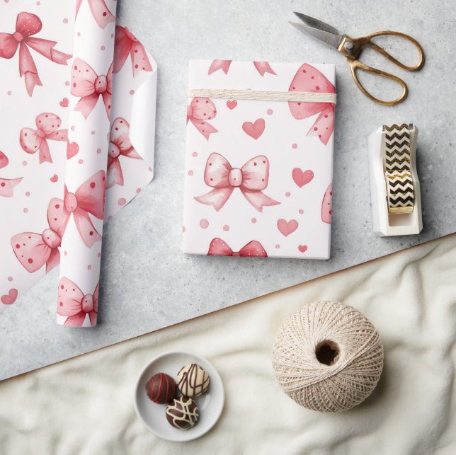 Romantiskt Vattenfärgskont Valentinskärlek Rosa Ba Presentpapper (Hantverk)