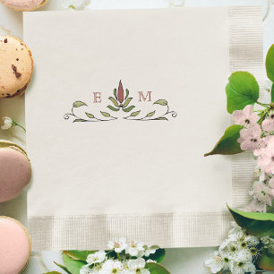 Romantiskt Victorian Monogram Anpassade Bröllop Pappersservett