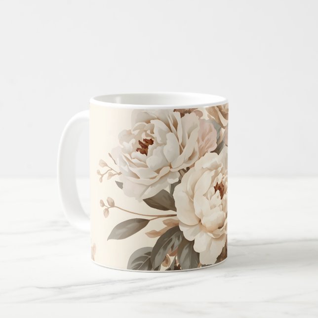 Romantiskt vintage blomsterbukettmönster kaffemugg (Framsida vänster)