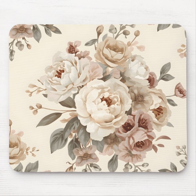 Romantiskt vintage blomsterbukettmönster musmatta (Framsidan)