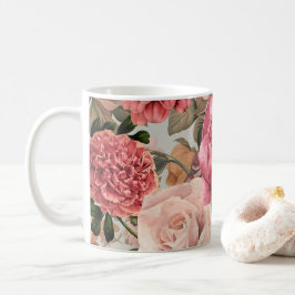 Romantiskt vintage botaniskt blommönster kaffemugg