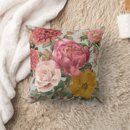 Romantiskt vintage botaniskt blommönster kudde