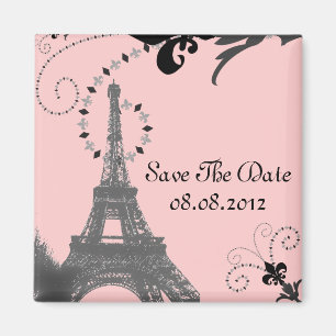 Romantiskt Vintage Eiffeltornet Paris Bröllop Magnet