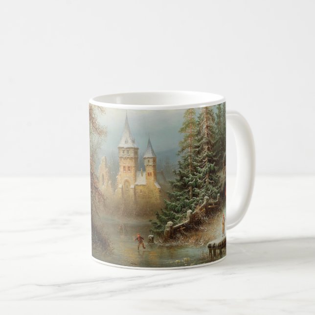 Romantiskt vinterlandskap med isens Skater Kaffemugg (Framsida höger)