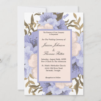 Romantiskt Violet & Sage botaniska Blommigten Bröl Inbjudningar