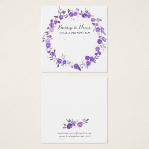 Romantiskt violett Blommigt - bakgrundskort Fyrkantigt Visitkort