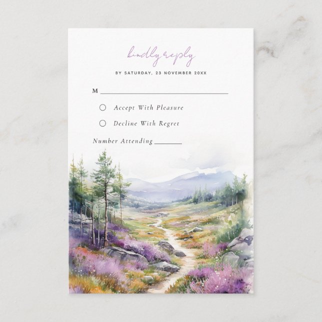 Romantiskt violett Bröllop OSA Tilläggskort (Framsida)