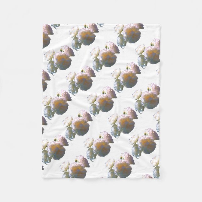 Romantiskt vitt, gult, orange, guldfärgat ro fleecefilt (Framsidan)