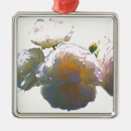 Romantiskt vitt, gult, orange, guldfärgat ro julgransprydnad metall