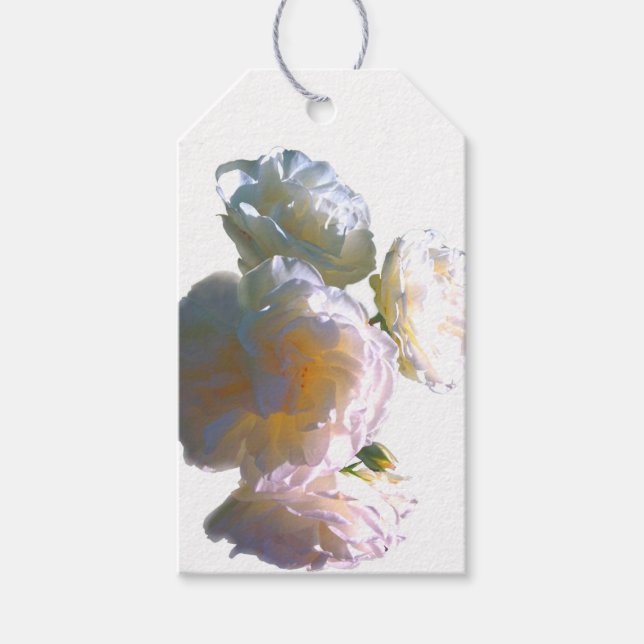 Romantiskt vitt, gult, orange, guldfärgat ro presentetikett (Framsidan)