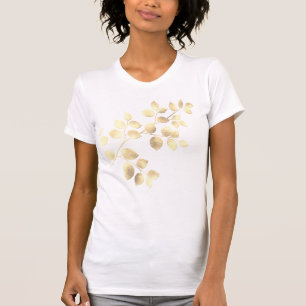 Romantiskt vitt med gyllene löv kvinnors T-Shirt