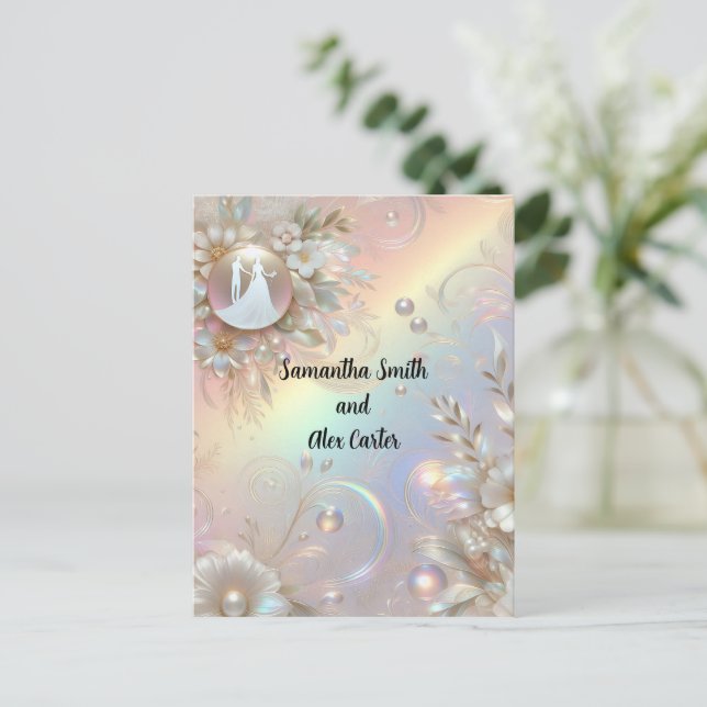 Romantiskt vykort för inbjudningar till ett par br (Stående Fram)