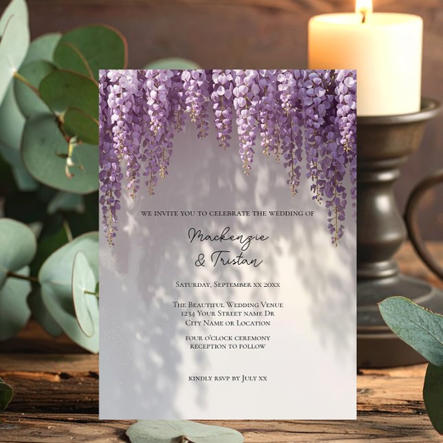 Romantiskt Wisteria-bröllop Inbjudningar (Skapare uppladdad)