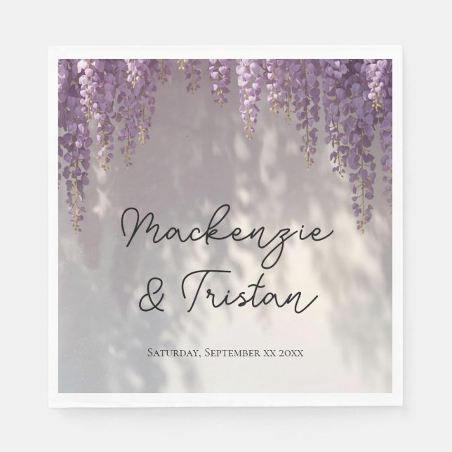 Romantiskt Wisteria-bröllop Pappersservett (Framsidan)