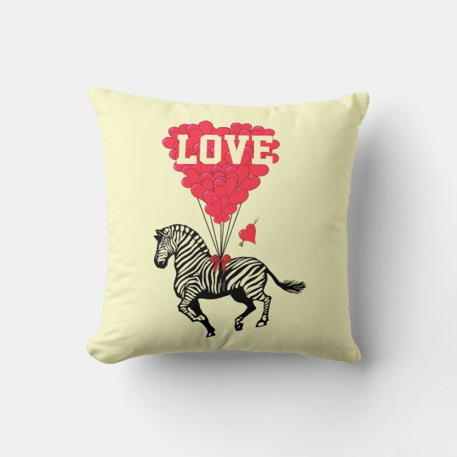Romantiskt zebra och kärlek hjärta kudde (Framsida)