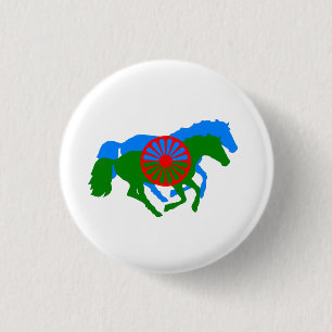 Romany Gypsy flagga and horse Button Knapp