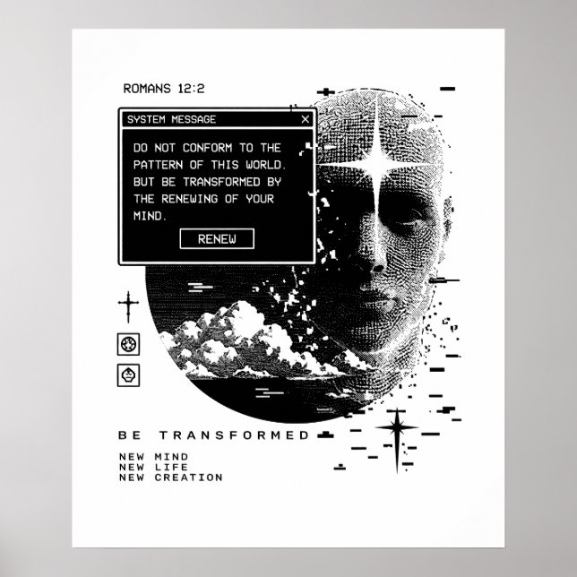 Romarbrev 12:2 Förnya Din Sinnesstämning Systemmed Poster (Framsidan)