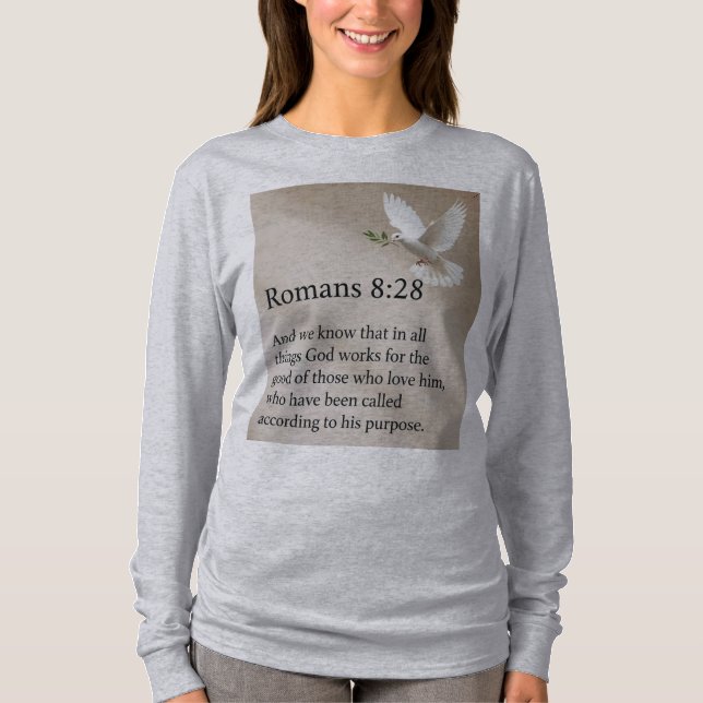 Romarbrev 8:28 Bibelvers Kvinnor Långärmad T-Shirt (Framsida)