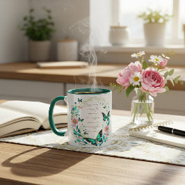 Romarbrev 8:28 Blommor och fjärilar  Mugg