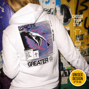 Romarbrev 8:31 Cyberpunk Handen Guds Glitch Art T Shirt