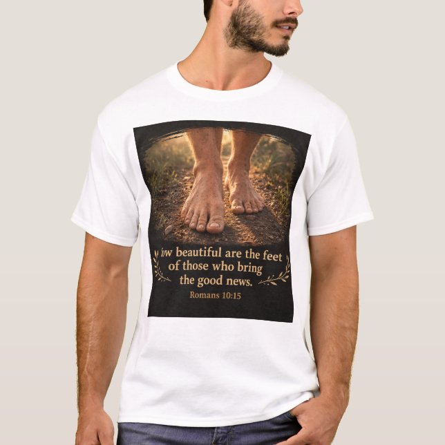 Romarbrevet 10:15 och evangelium t shirt (Framsida)