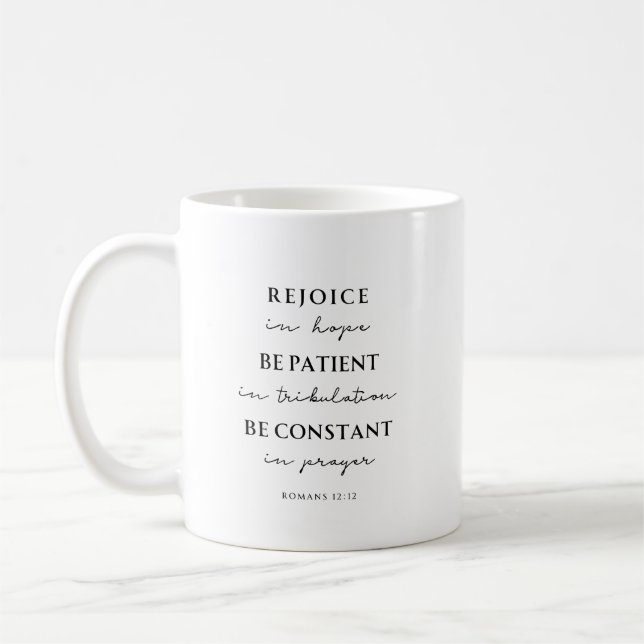 Romarbrevet 12:12 Bibelvers Kaffemugg (Vänster)