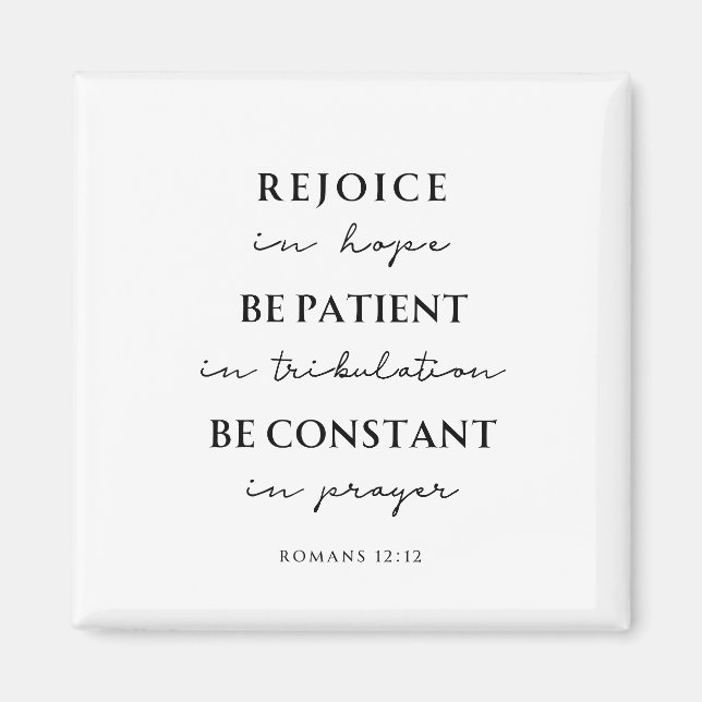 Romarbrevet 12:12 Bibelvers Magnet (Framsidan)