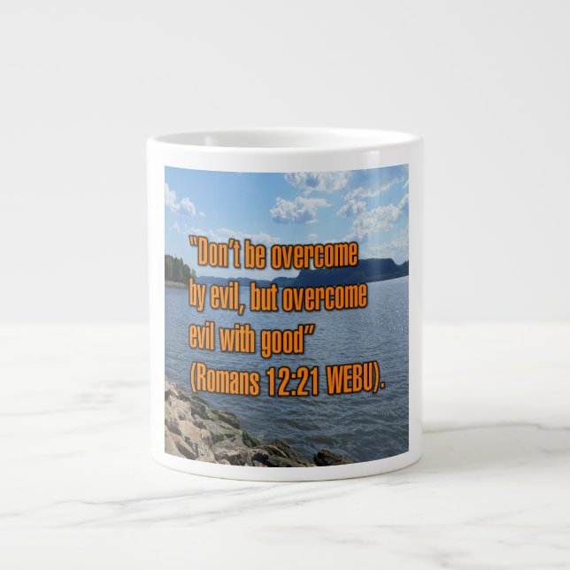 Romarbrevet 12:21 WEBU Mugg Jumbo Mugg (Framsidan)