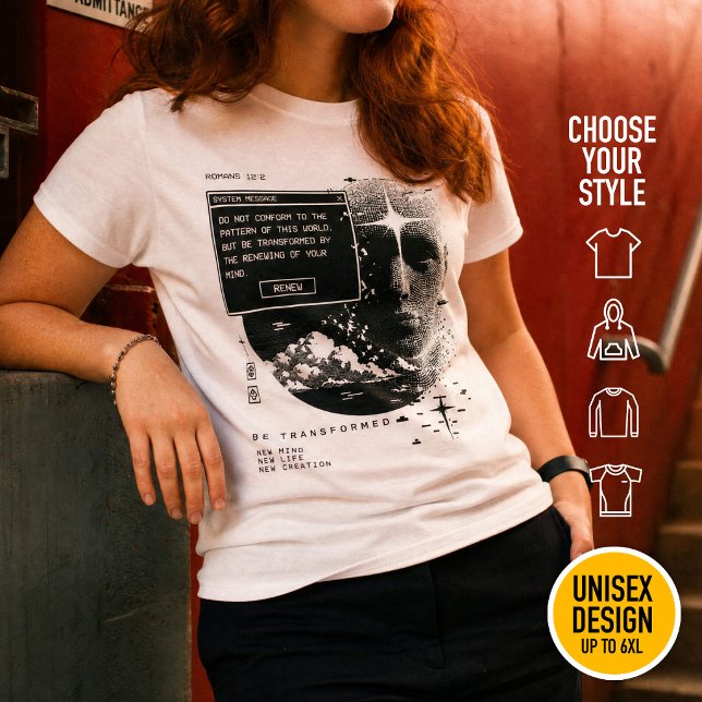 Romarbrevet 12:2 Anpassa er inte efter kristen ret T Shirt (Heavyweight Streetwear Christian T-Shirts & available oversize 3XL, 4XL, 5XL, 6XL. Choose your style)