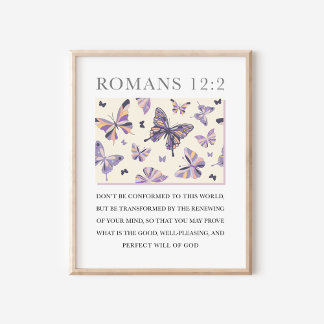 Romarbrevet 12:2 Kristet religiöst fjärilsmotiv ko Poster