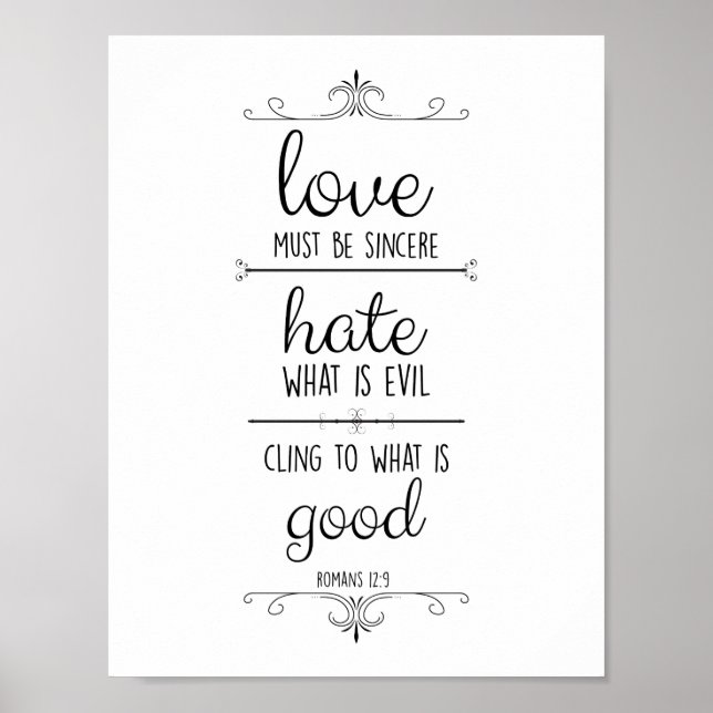 romarbrevet 12:9 kärleken måste vara uppriktig kri poster (Framsidan)