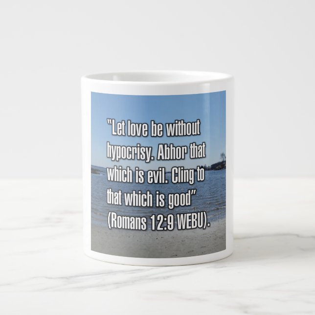 Romarbrevet 12:9 WEBU Mugg Jumbo Mugg (Framsidan)