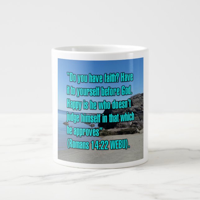 Romarbrevet 14:22 WEBU Mug Jumbo Mugg (Framsidan)