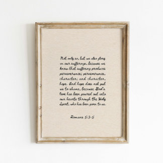Romarbrevet 5:3-5 Bibelvers Poster