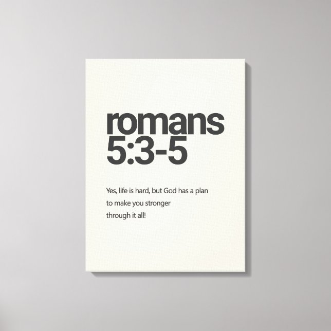 Romarbrevet 5:3 minimalistisk kristen canvasväggko canvastryck (Framsida)