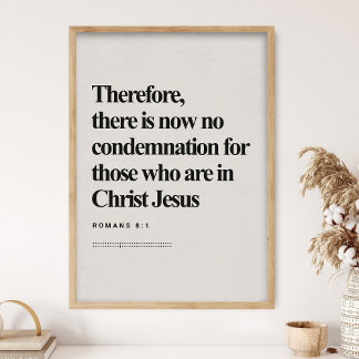 Romarbrevet 8:1, DIGITALT Tryck, Bibelvers, Modern Poster