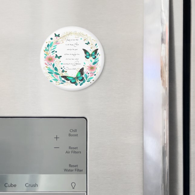 Romarbrevet 8:28 Blommor och fjärilar  Magnet (In Situ (Fridge))