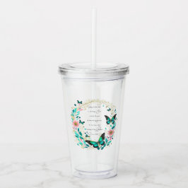 Romarbrevet 8:28 Blommor och fjärilar  Take Away Mugg