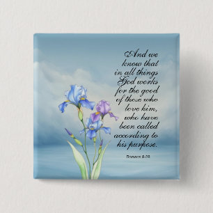 Romarbrevet 8:28 Iris Watercolor Knapp