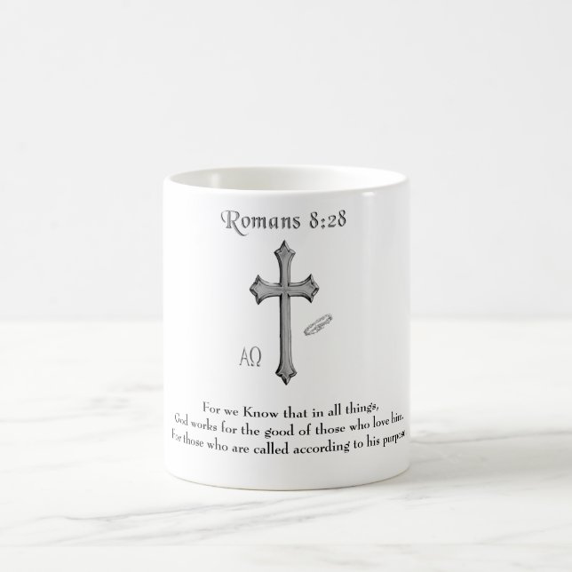 Romarbrevet 8:28 kristen bibelvers kaffemugg (Center)