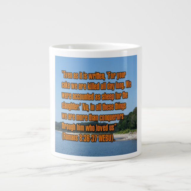 Romarbrevet 8:36-37 WEBU Mugg Jumbo Mugg (Framsidan)