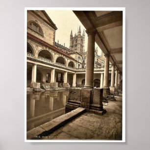 Romarebad och Abbey, III, bad, England klassiker Poster